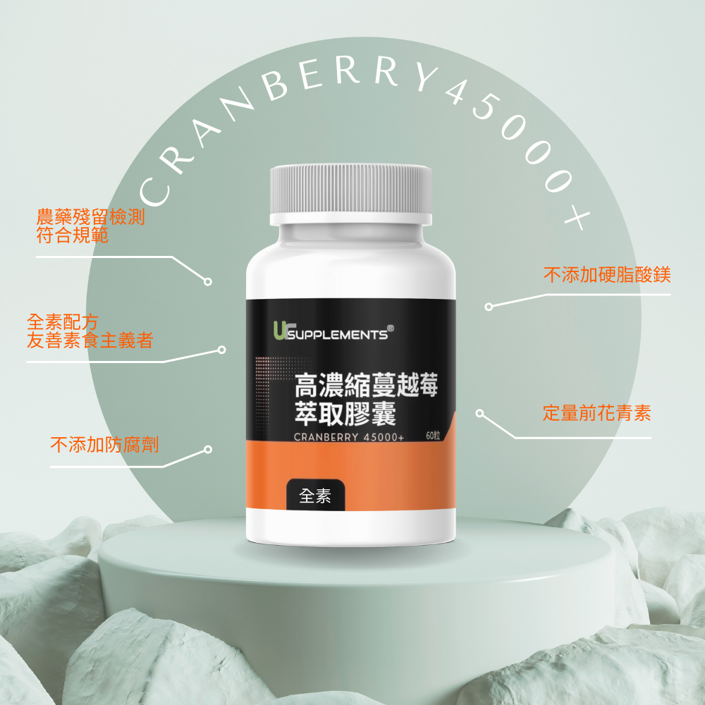 高濃縮蔓越莓萃取膠囊 Cranberry Extract 定量花青素 60顆/瓶 全素《UrSupplements》-細節圖6