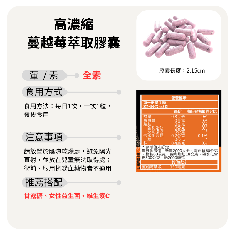 高濃縮蔓越莓萃取膠囊 Cranberry Extract 定量花青素 60顆/瓶 全素《UrSupplements》-細節圖7