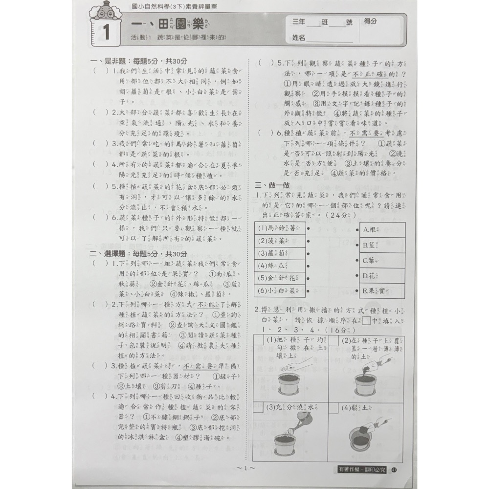 114下新學期【康軒版-國小校用卷】 1~6年級 國語/ 數學 /生活/ 自然 /社會（附解答）-細節圖6