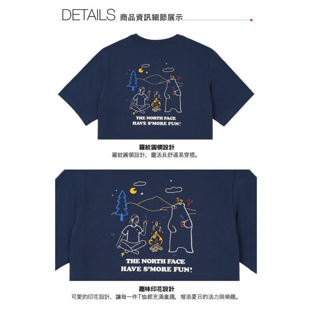-滿3000免運-[雙和專賣店]THE NORTH FACE 男女款熊野趣純棉短袖T恤/8DBV/Summit藍-細節圖3
