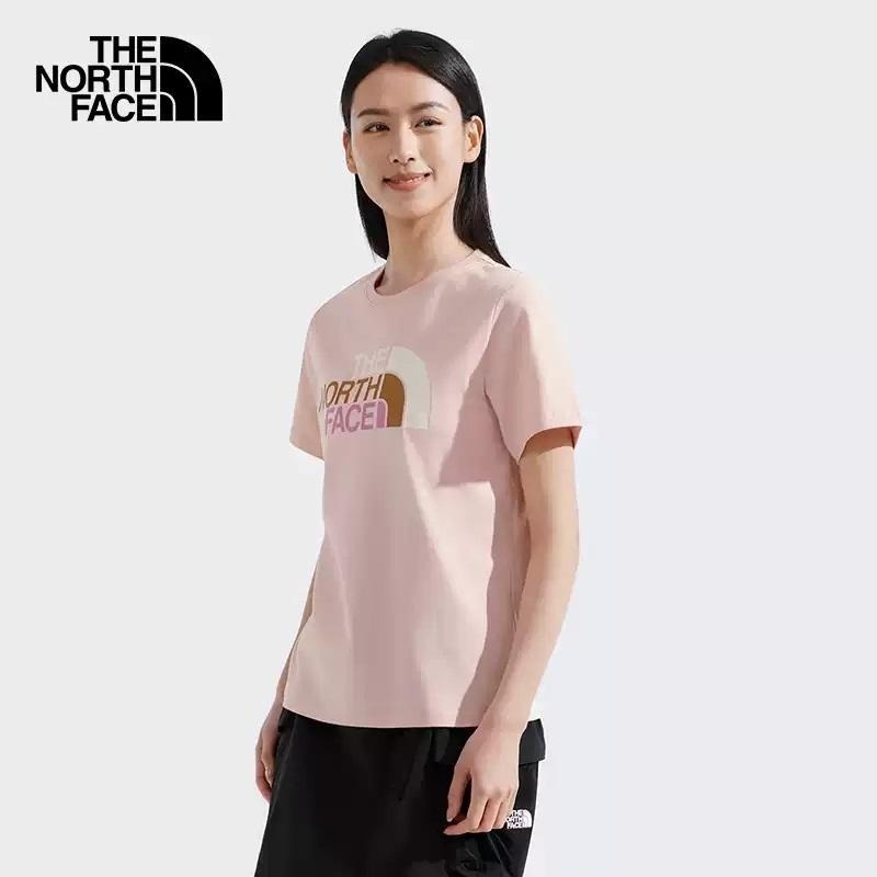 -滿3000免運-[雙和專賣店] The North Face 女 短袖圓領撞色LOGO棉T/8DC9/粉-細節圖2