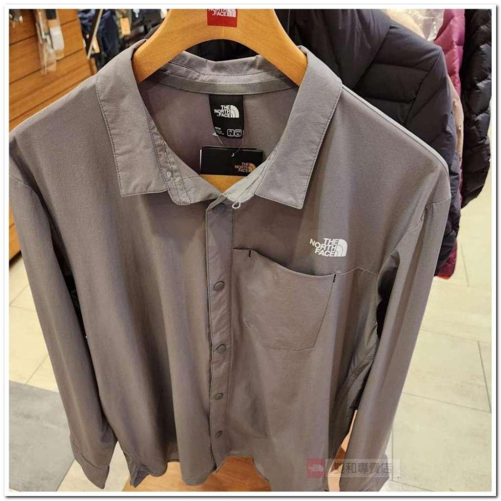 -滿3000免運-[雙和專賣店] The North Face 男 防曬長袖襯衫/4NCQ/煙燻灰-細節圖8