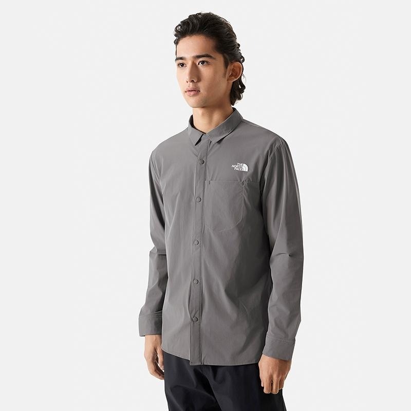 -滿3000免運-[雙和專賣店] The North Face 男 防曬長袖襯衫/4NCQ/煙燻灰-細節圖2