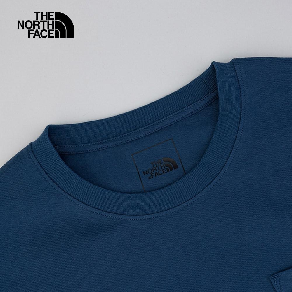 -滿3000免運-[雙和專賣店] The North Face 男 純棉山形印花口袋短袖T恤/81MV/藍-細節圖4