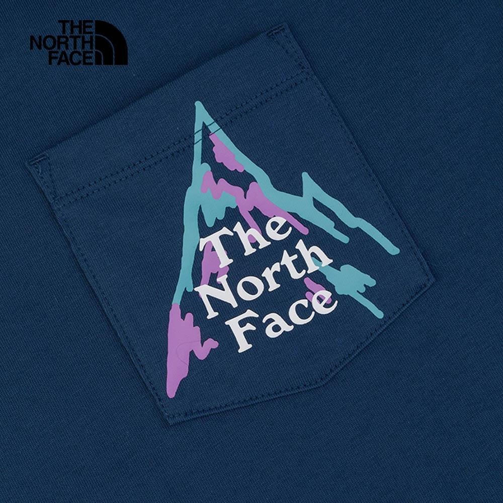 -滿3000免運-[雙和專賣店] The North Face 男 純棉山形印花口袋短袖T恤/81MV/藍-細節圖5