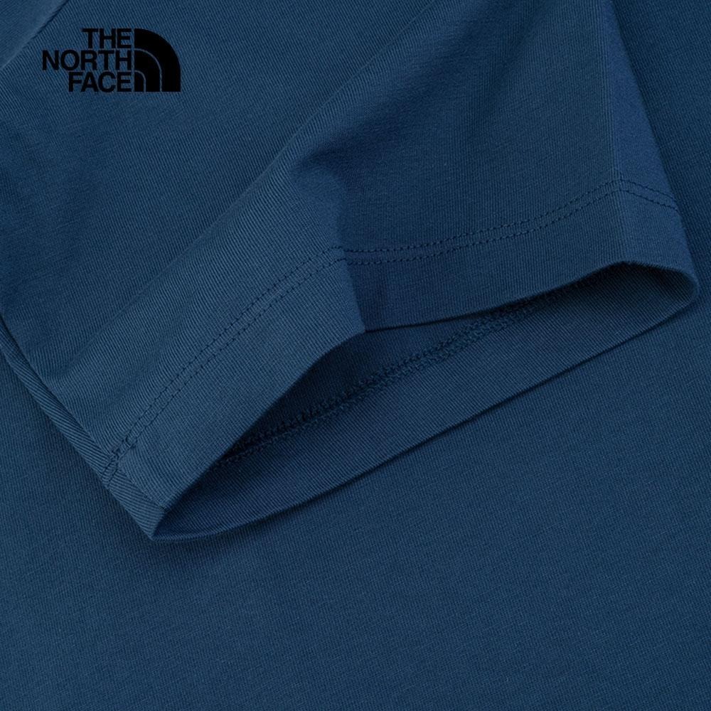 -滿3000免運-[雙和專賣店] The North Face 男 純棉山形印花口袋短袖T恤/81MV/藍-細節圖6