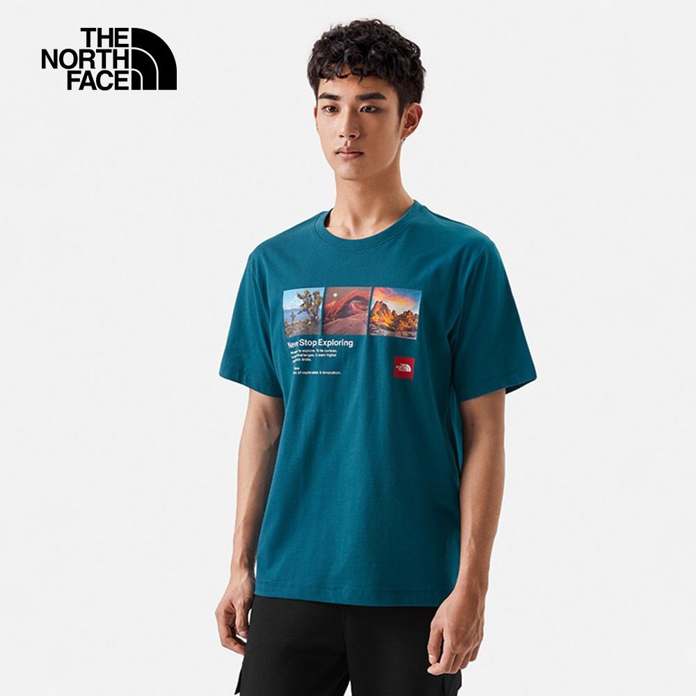 -滿3000免運-[雙和專賣店] The North Face 男 純棉照片印花短袖T恤/81N7/珊瑚藍-細節圖5