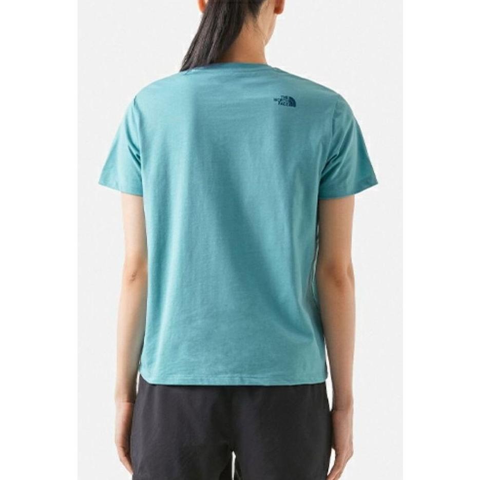 -滿3000免運-[雙和專賣店] THE NORTH FACE 女混紡LOGO花卉印花短袖快乾T恤/7WFH/水藍-細節圖6