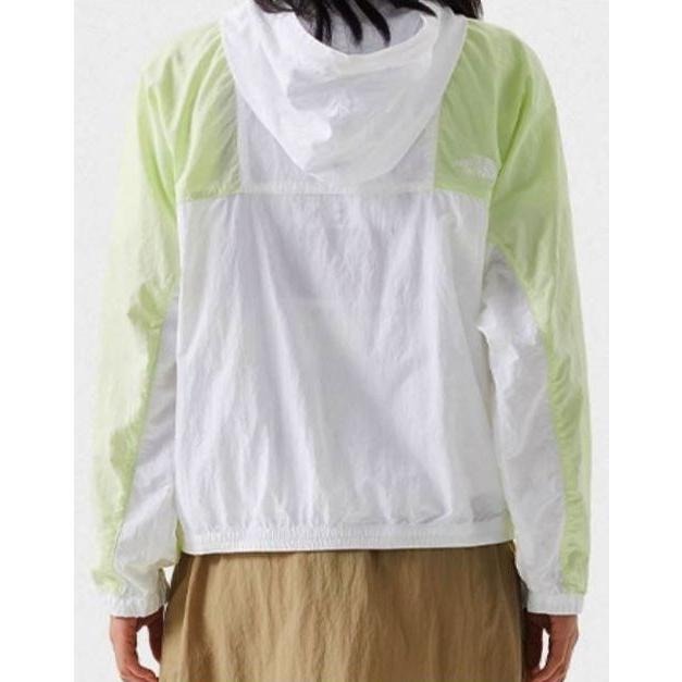-滿3000免運-[雙和專賣店] THE NORTH FACE 女 兜帽抗UV防風外套/5JXI/白/淺黃-細節圖5