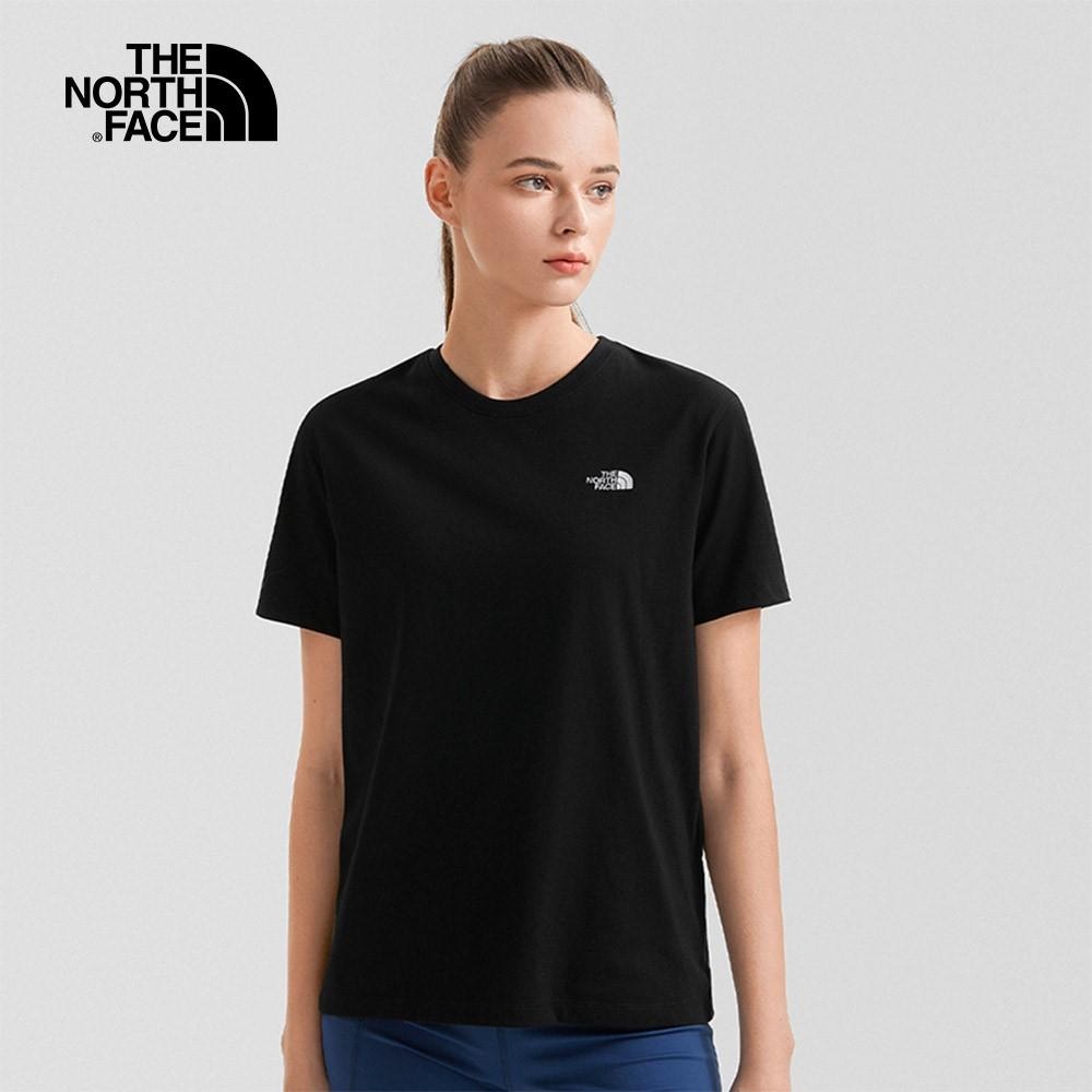-滿3000免運-[雙和專賣店] THE NORTH FACE 女 混紡短袖LOGO圓領T恤/7QUK/黑-細節圖8