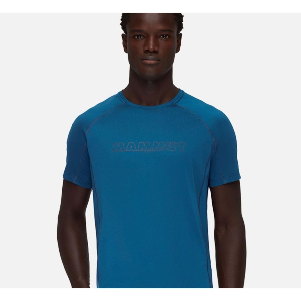 -滿3000免運-MAMMUT Selun FL 男短袖圓領排汗LogoT恤/101705050/深冰藍色-細節圖2