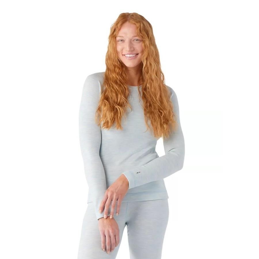 -滿3000免運-SmartWool 女 Thermal美麗諾羊毛圓領長袖衫/SW016370M06/天空霧藍-細節圖2