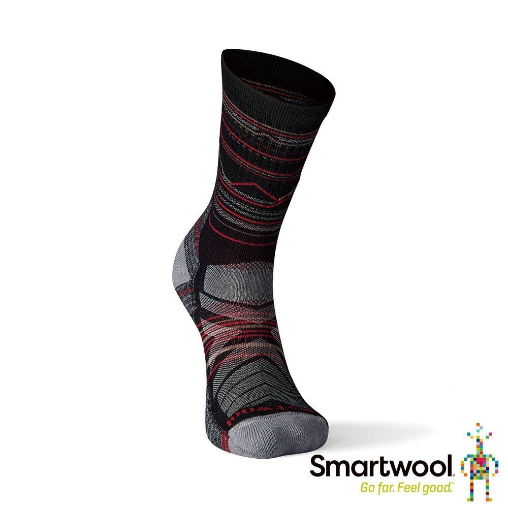 -滿3000免運-[The North Face雙和專賣店]SmartWool 男機能戶外全輕量減震中長襪/山嶺印花/黑-細節圖2