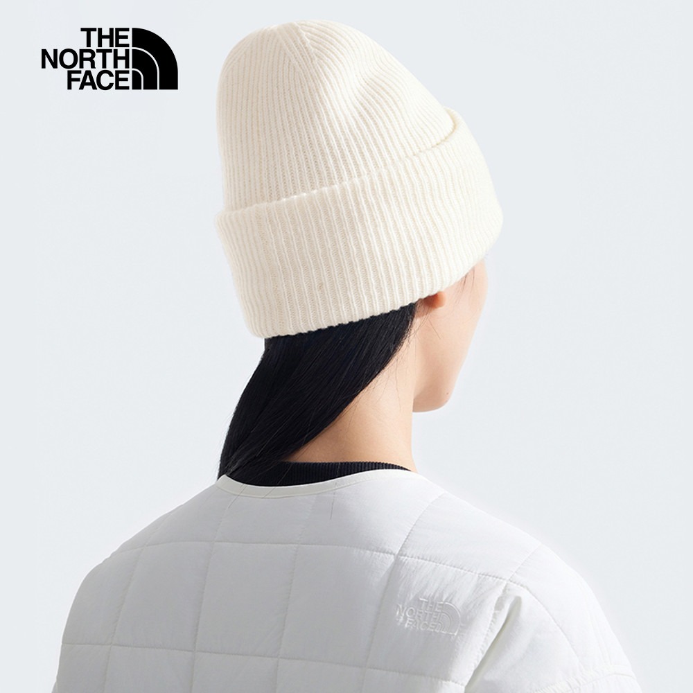-滿3000免運-[雙和專賣店] THE NORTH FACE LOGO 中性羊毛混紡針織毛帽/7WJG/沙丘白-細節圖3