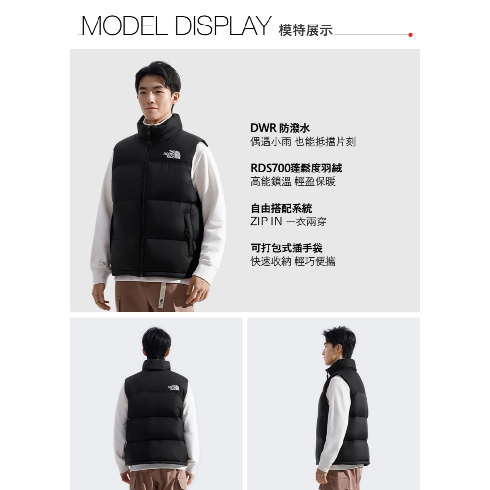 -滿3000免運-雙和專賣店【經典復刻】THE NORTH FACE1996 Nuptse羽絨背心/3JQQ/棕黑-細節圖7