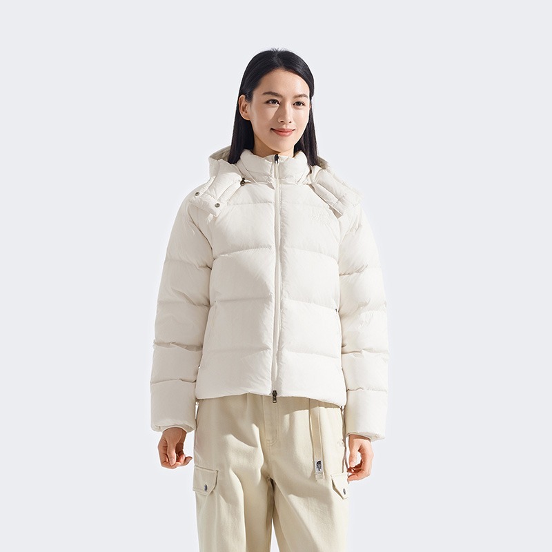 -滿3000免運-[雙和專賣店]THE NORTH FACE 女 600fill兜帽羽絨外套/8ENC/沙丘白-細節圖3