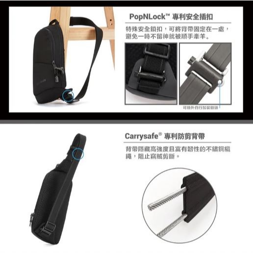 [雙和專賣店]Pacsafe® V Action 防盜側背包 胸背包 2.5L/60161658/藍-細節圖5