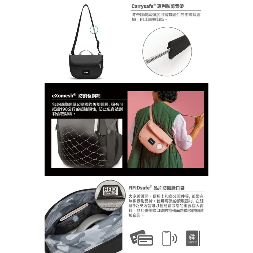 [雙和專賣店]Pacsafe Go 隨行防盜可擴充斜背包 4.5L/35140130/黑-細節圖9