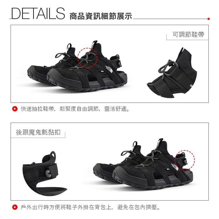 [雙和專賣店] THE NORTH FACE 女 水路涼鞋/8ADQ/黑-細節圖7