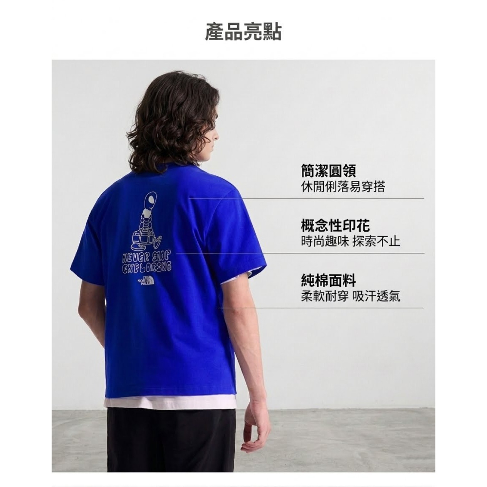 [雙和專賣店]The North Face 男 趣味印花短袖T恤/8GW0/藍-細節圖7