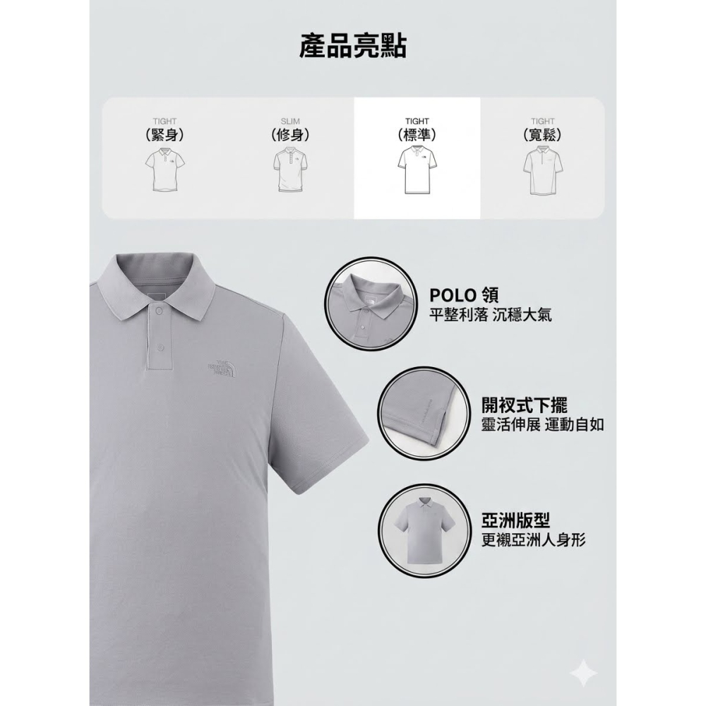 [雙和專賣店] THE NORTH FACE 男 短袖防曬POLO衫/7WD2/灰-細節圖6