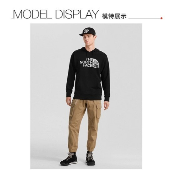 (男)【THE NORTH FACE】山峰LOGO寬鬆連帽長袖大學T-黑色 NF0A7QUVJK3-細節圖3