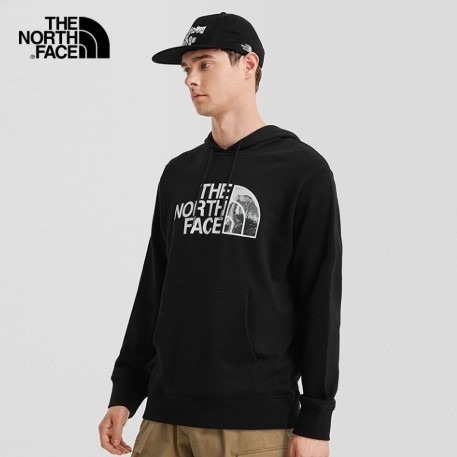 (男)【THE NORTH FACE】山峰LOGO寬鬆連帽長袖大學T-黑色 NF0A7QUVJK3-細節圖6
