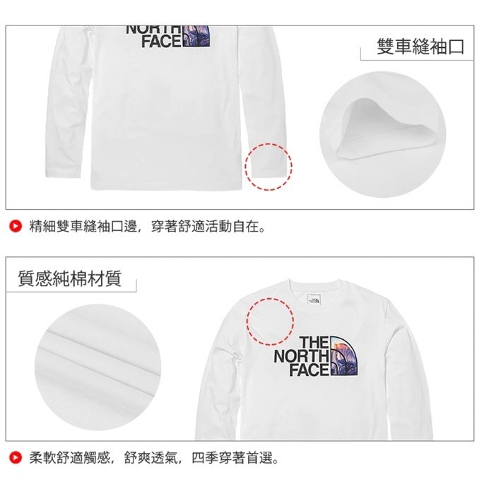 (男)【THE NORTH FACE】純棉品牌戶外印花寬鬆長袖上衣-黑色 NF0A7QUYJK3-細節圖4