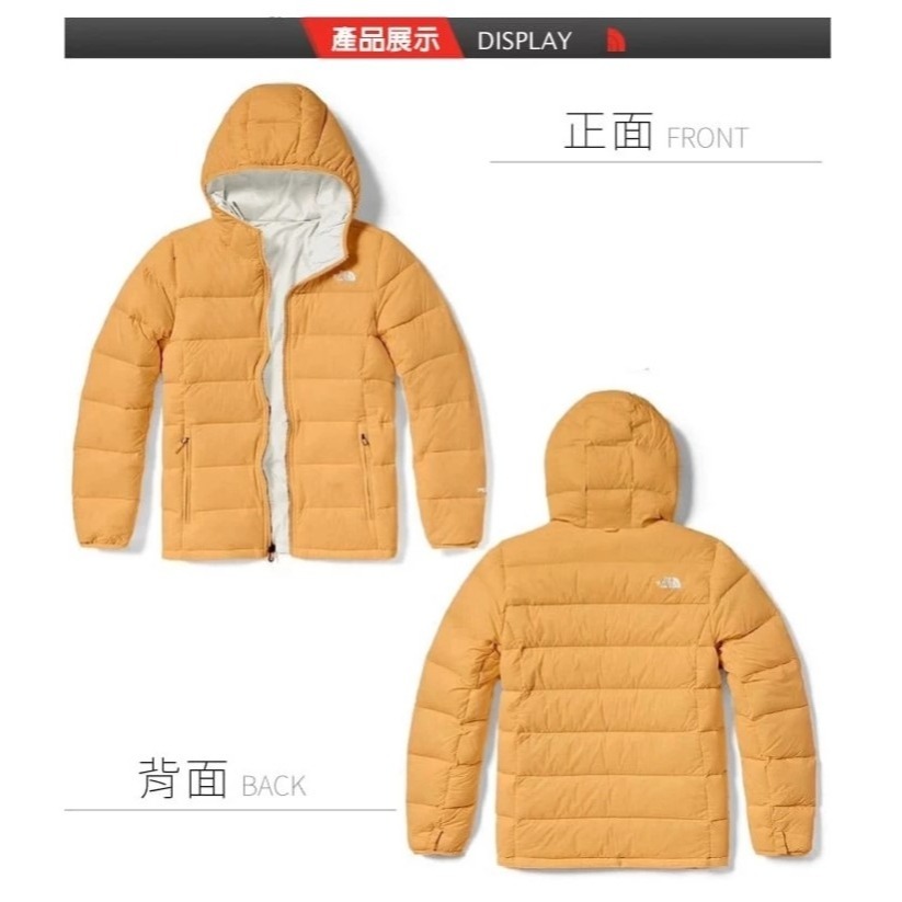 (女)【THE NORTH FACE】保暖兩面穿連帽羽絨外套-鵝黃 NF0A83OKKOL-細節圖6