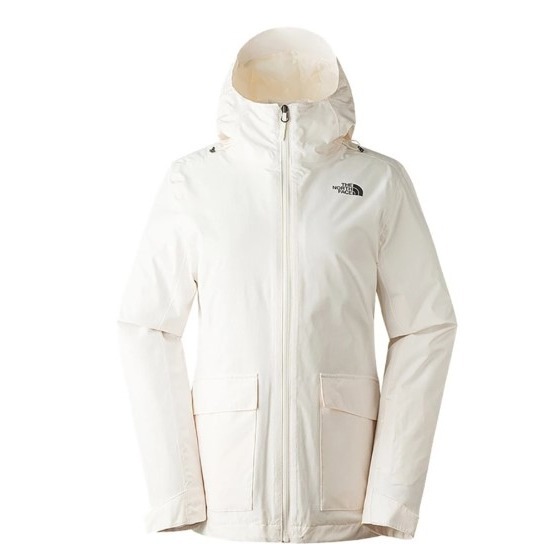 (女)【The North Face】防水透氣保暖連帽三合一外套/夾克-白色/黑色-細節圖2