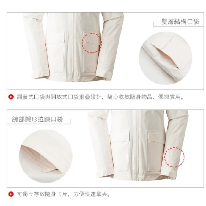 (女)【The North Face】防水透氣保暖連帽三合一外套/夾克-白色/黑色-細節圖6