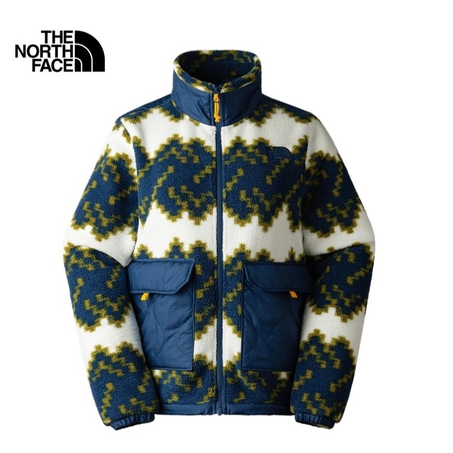 (女)【THE NORTH FACE】舒適保暖大口袋立領抓絨外套-卡其色/藍色-細節圖2