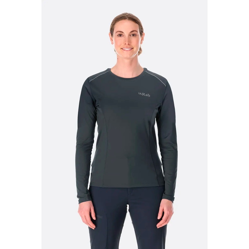 (女)【RAB】Women＇s Force LS Tee 長袖透氣排汗衣-鯨魚灰 RQBL08BEL-細節圖2
