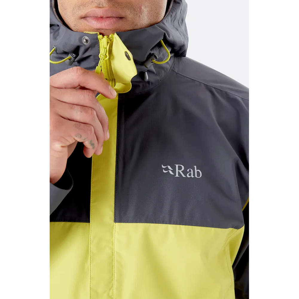 (男)【RAB】Downpour Eco Waterproof  輕量防風防水連帽外套 -軍綠灰 RQWG82ARA-細節圖3
