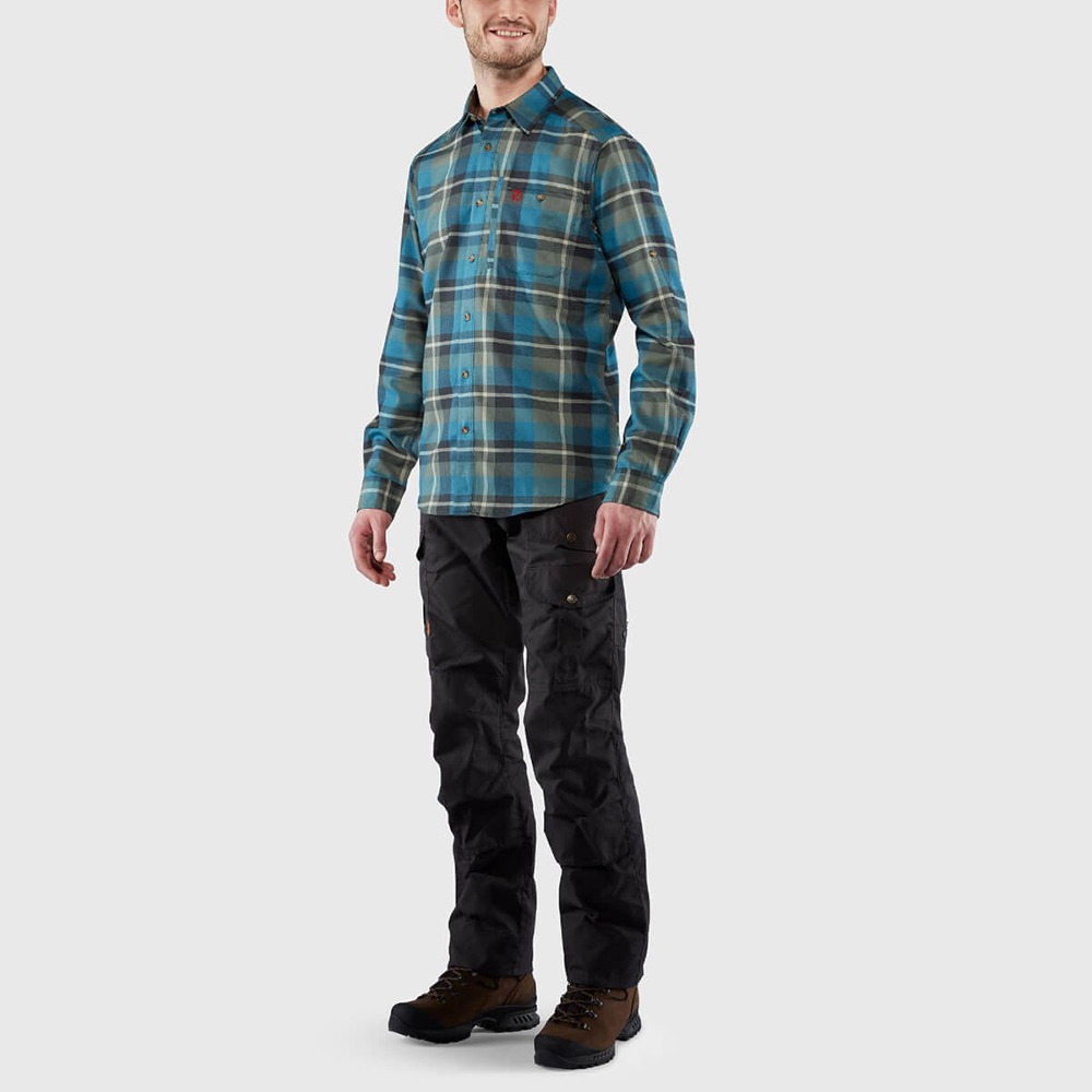 (男) 【北極狐Fjallraven】Fjällglim 長袖保暖襯衫(剩L)-棕藍 81380-232-555-細節圖3
