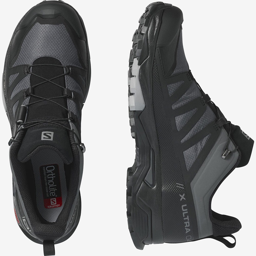 *單一特價*(男)【SALOMON】X ULTRA 4 WIDE GTX 寬楦低筒登山鞋-黑灰 L41289200-細節圖3