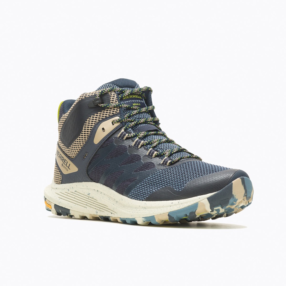 (男)【MERRELL】NOVA 3 MID GORE-TEX 中筒登山鞋(黃金大底)-海軍藍 ML067619-細節圖6