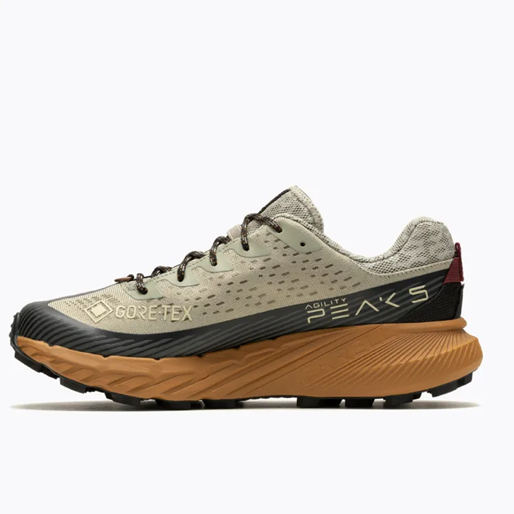 (男)【MERRELL】AGILITY PEAK 5 GTX輕量戶外越野跑鞋(黃金大底)-卡其灰 ML067749-細節圖3