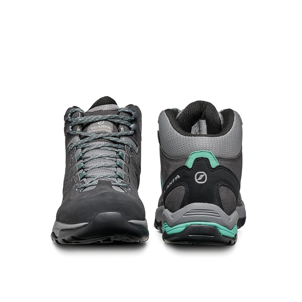 特惠出清 (女)【SCARPA】MORAINE MID GTX 中筒防水越野登山鞋-灰黑湖綠 63064-202-細節圖4