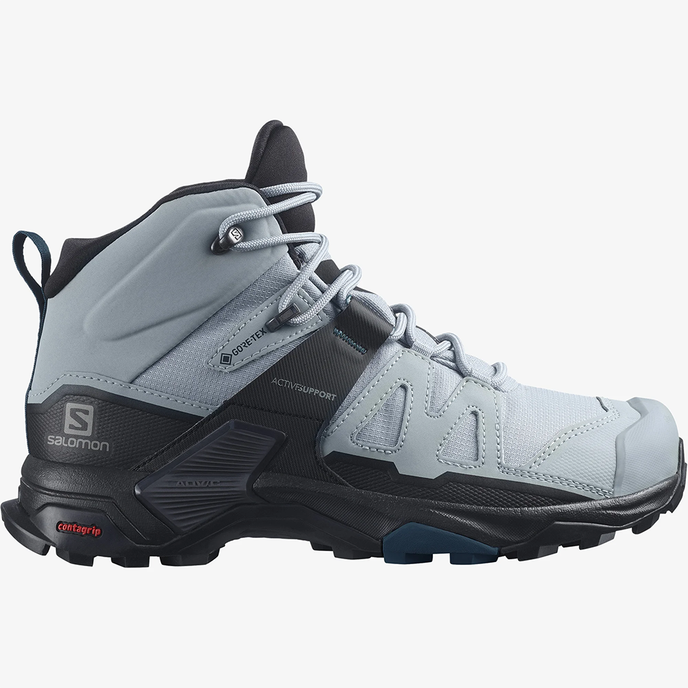 *出清特價*(女)【SALOMON】X ULTRA 4 WIDE GTX 中筒登山鞋-灰黑青 L41687200-細節圖3