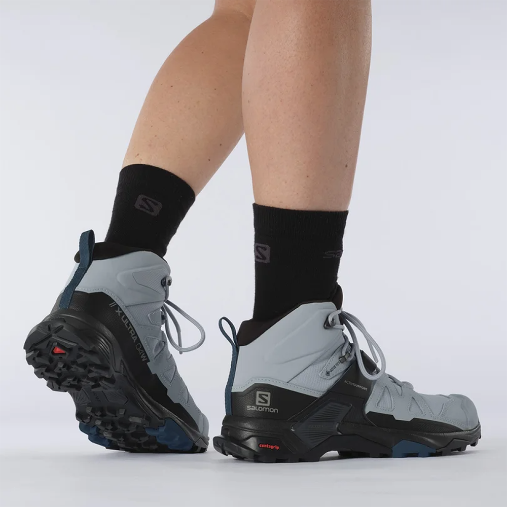 *出清特價*(女)【SALOMON】X ULTRA 4 WIDE GTX 中筒登山鞋-灰黑青 L41687200-細節圖5