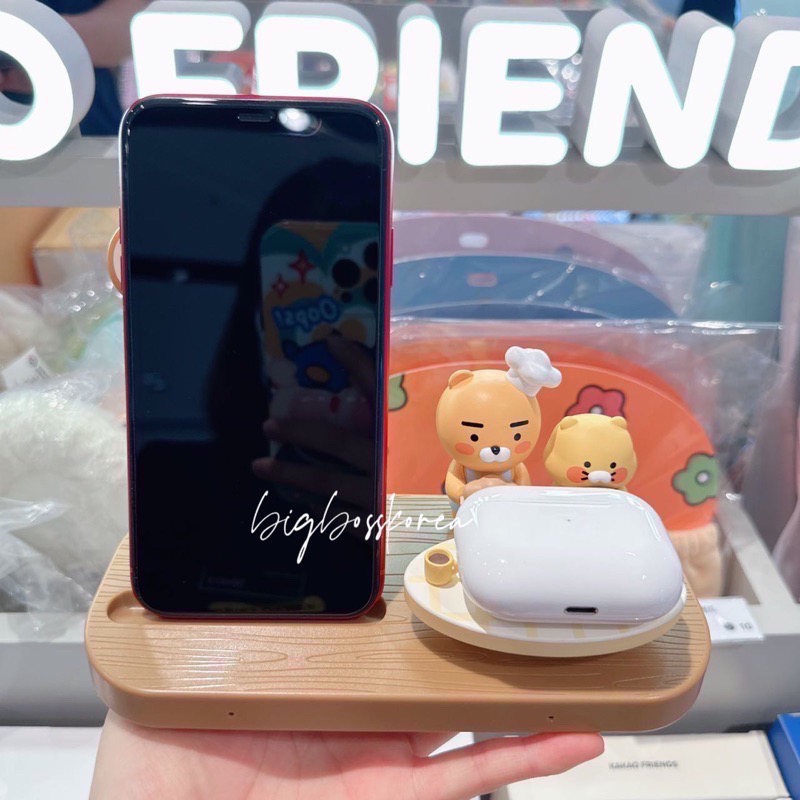 預購 𝒃𝒊𝒈𝒃𝒐𝒔𝒔ᵏᵒʳᵉᵃ 韓國正品 KAKAO FRIENDS 🇰🇷 麵包店萊恩&春植無線充電座-細節圖3