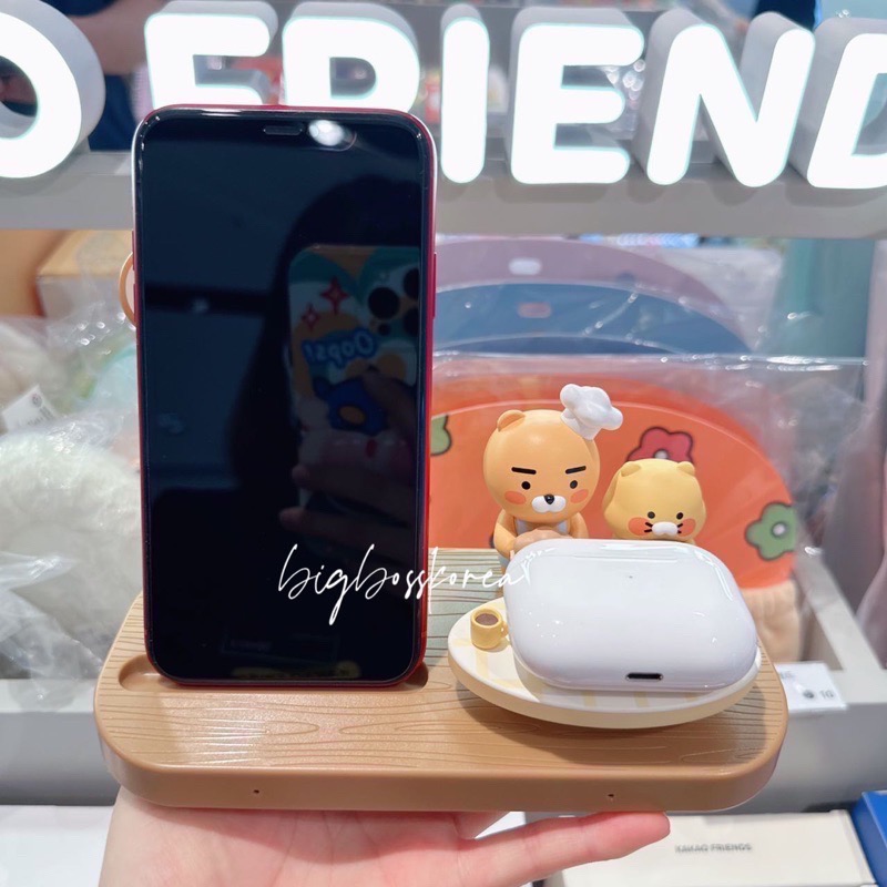 現貨 𝒃𝒊𝒈𝒃𝒐𝒔𝒔ᵏᵒʳᵉᵃ 韓國正品 KAKAO FRIENDS 🇰🇷 麵包店萊恩&春植無線充電座-細節圖3