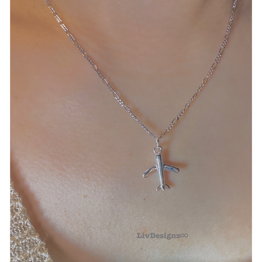 LivDesignz 現貨 925純銀義大利項鍊 925純銀飛機項鍊 機翼直徑約1.5公分-細節圖6