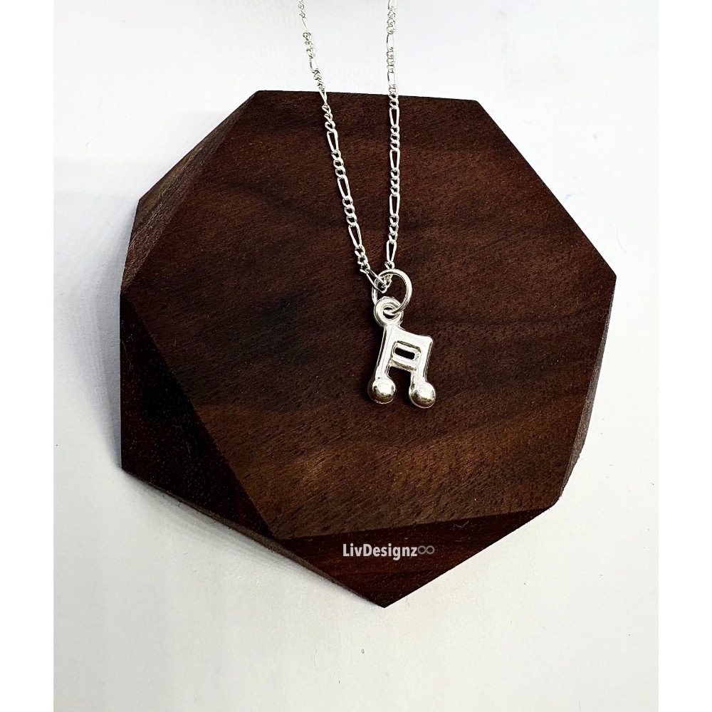 LivDesignz 現貨 925純銀項鍊-義大利純銀項鍊-925純銀音符項鍊🎵 直徑約0.6公分-細節圖2