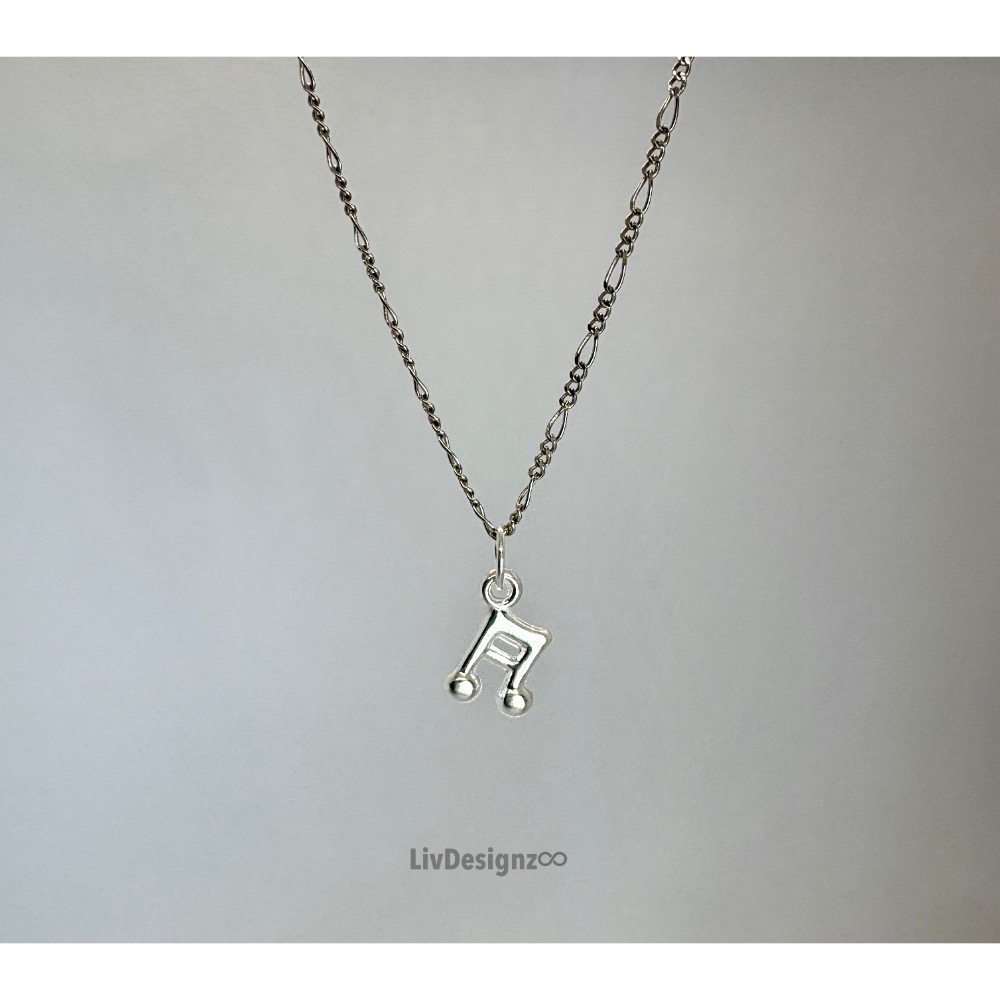 LivDesignz 現貨 925純銀項鍊-義大利純銀項鍊-925純銀音符項鍊🎵 直徑約0.6公分-細節圖5