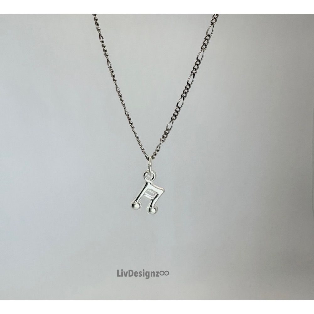 LivDesignz 現貨 925純銀項鍊-義大利純銀項鍊-925純銀音符項鍊🎵 直徑約0.6公分-細節圖6