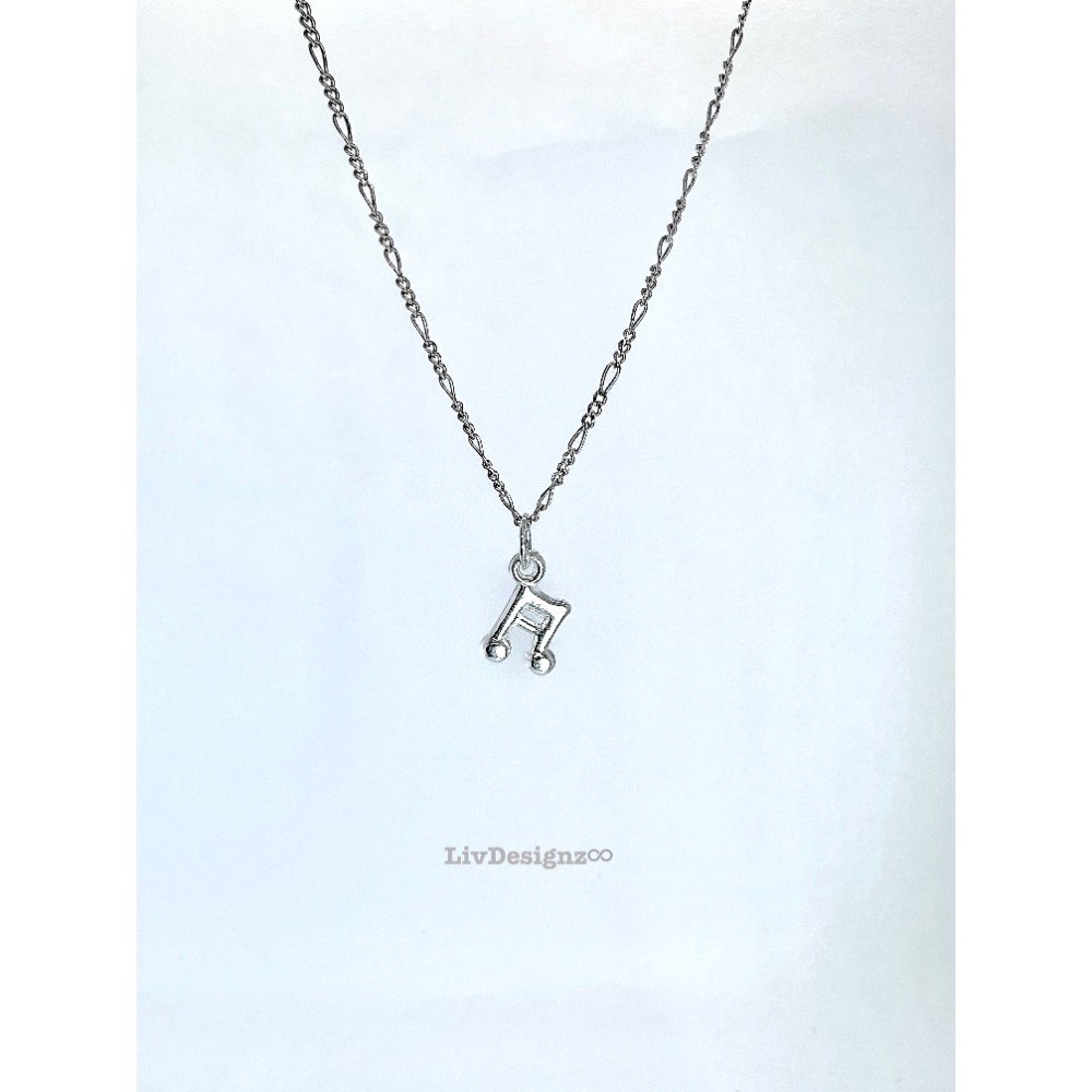 LivDesignz 現貨 925純銀項鍊-義大利純銀項鍊-925純銀音符項鍊🎵 直徑約0.6公分-細節圖7