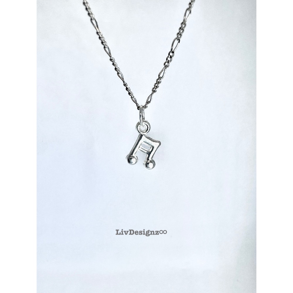 LivDesignz 現貨 925純銀項鍊-義大利純銀項鍊-925純銀音符項鍊🎵 直徑約0.6公分-細節圖8