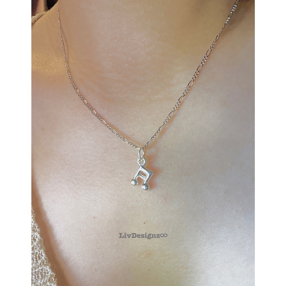 LivDesignz 現貨 925純銀項鍊-義大利純銀項鍊-925純銀音符項鍊🎵 直徑約0.6公分-細節圖9